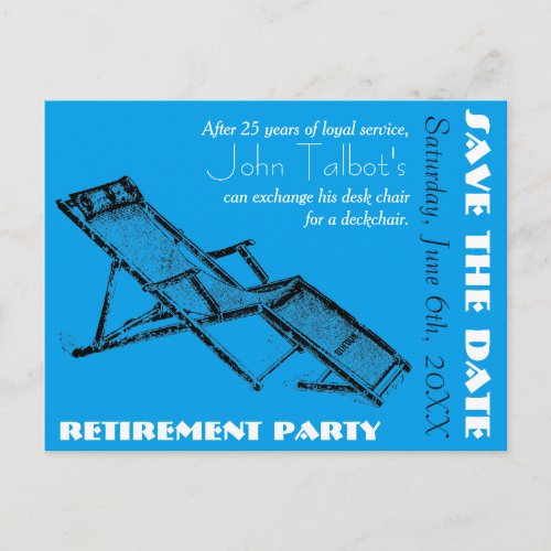 Deckchair Retirement Party Save the Date postcard2 Announcement Postcard