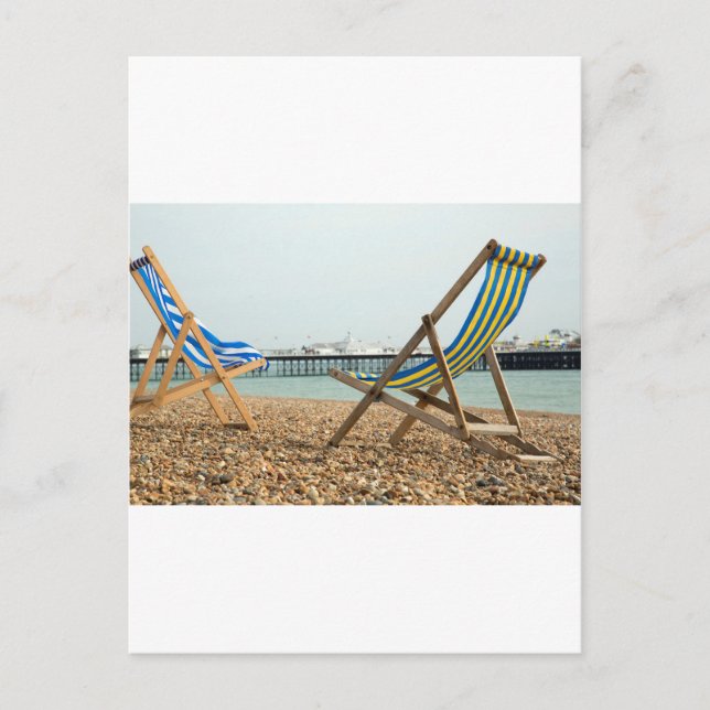 Deckchairs and shingle postcard (Front)
