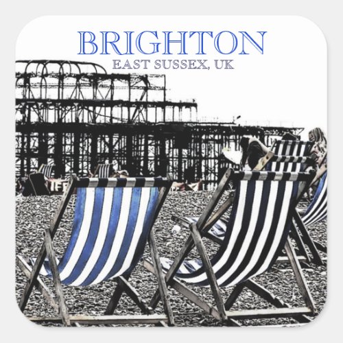 Deckchairs on Brighton Beach UK Sticker