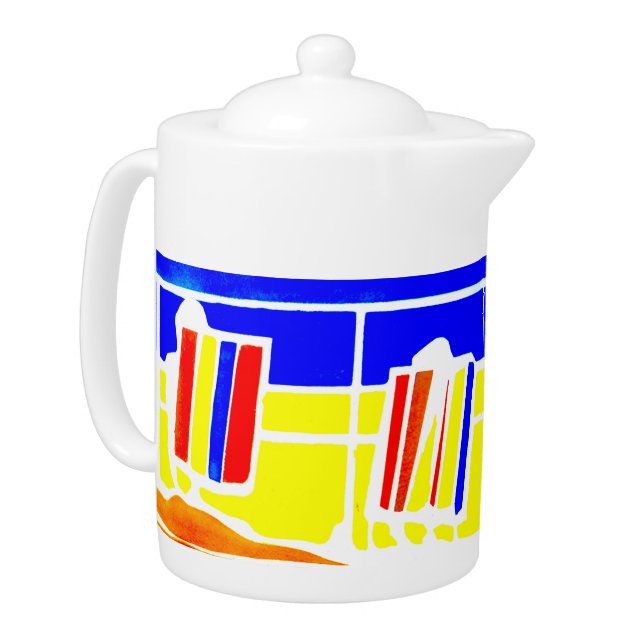 Deckchairs Promenade Seaside Tea Pot (Left)