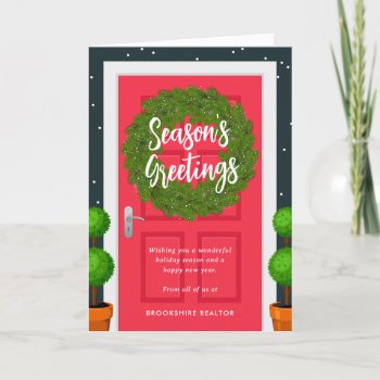 Decked Door Business Holiday Greeting Card by berryberrysweet at Zazzle