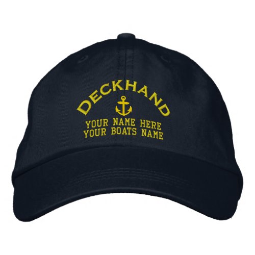 Deckhand  sailing boat crew embroidered baseball cap