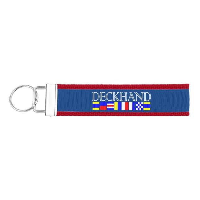 Deckhand Title in Nautical Signal Flags Your Name Wrist Keychain (Keys on Left)