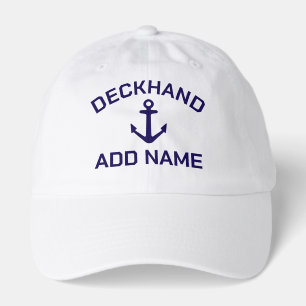 Deckhand yacht cap with navy blue nautical anchor