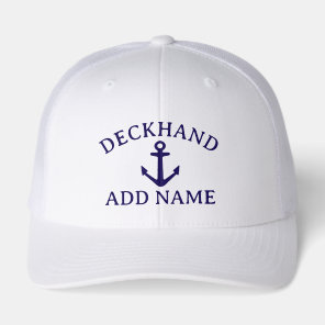 Deckhand yachting hat with nautical boat anchor