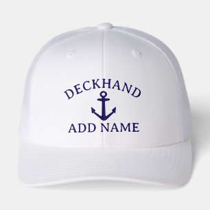 Deckhand yachting hat with nautical boat anchor