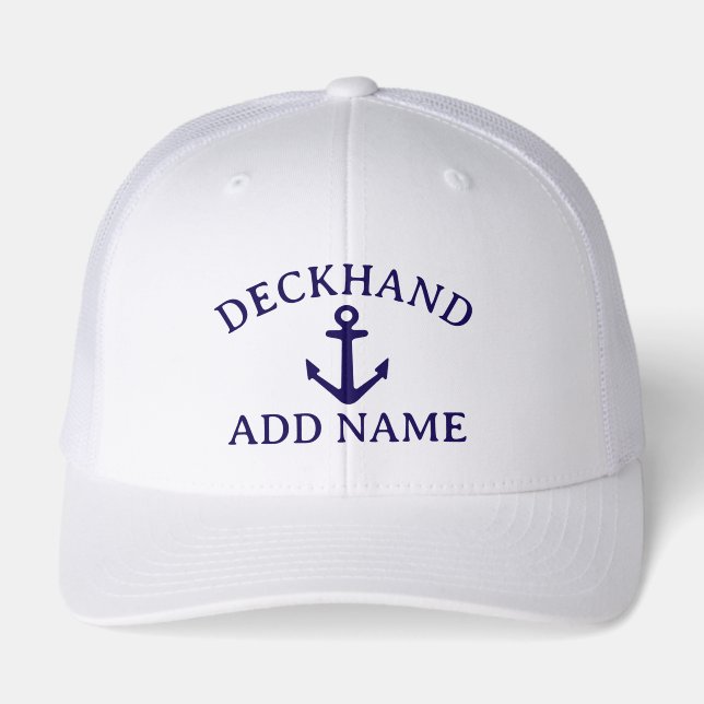 Deckhand yachting hat with nautical boat anchor (Front)