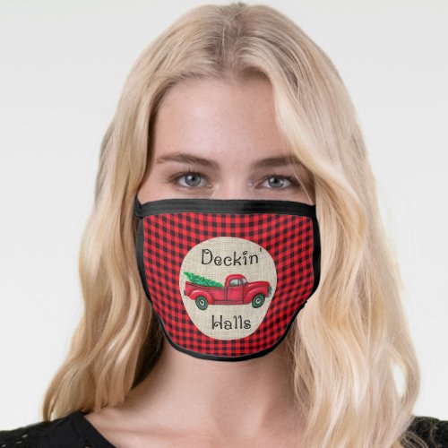 Deckin Halls Christmas Tree Truck Face Mask