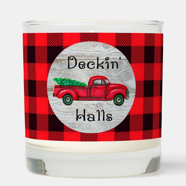 Deckin Halls Red Christmas Truck Scented Candle (Front)