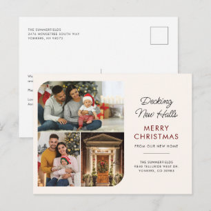 Decking Halls Family Photo Collage Holiday Moving Postcard