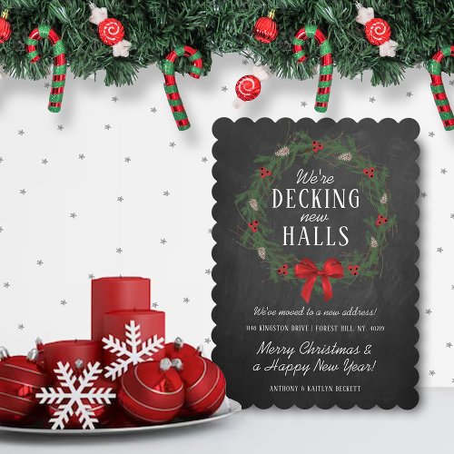 Decking New Halls  Chalkboard Holiday Moving Card