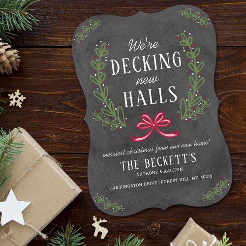 Decking New Halls  Chalkboard Holiday Moving Card