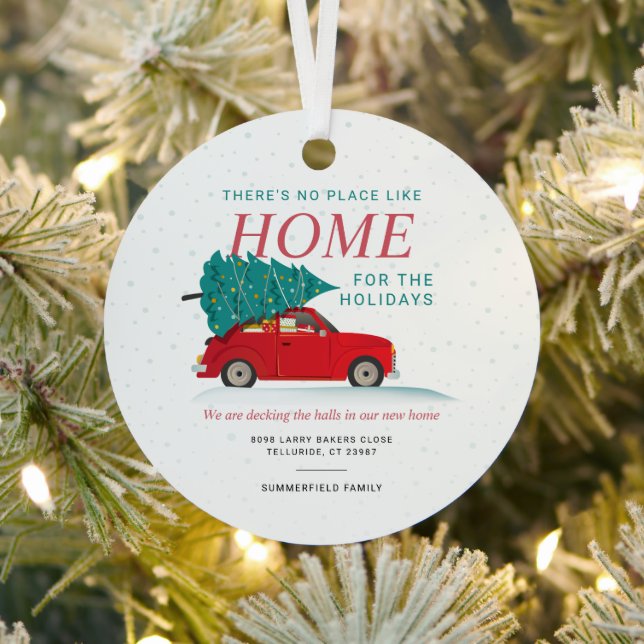 Decking New Halls Christmas Moving Announcement Metal Ornament (Insitu)