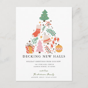 Decking New Halls Christmas Moving Announcement Postcard
