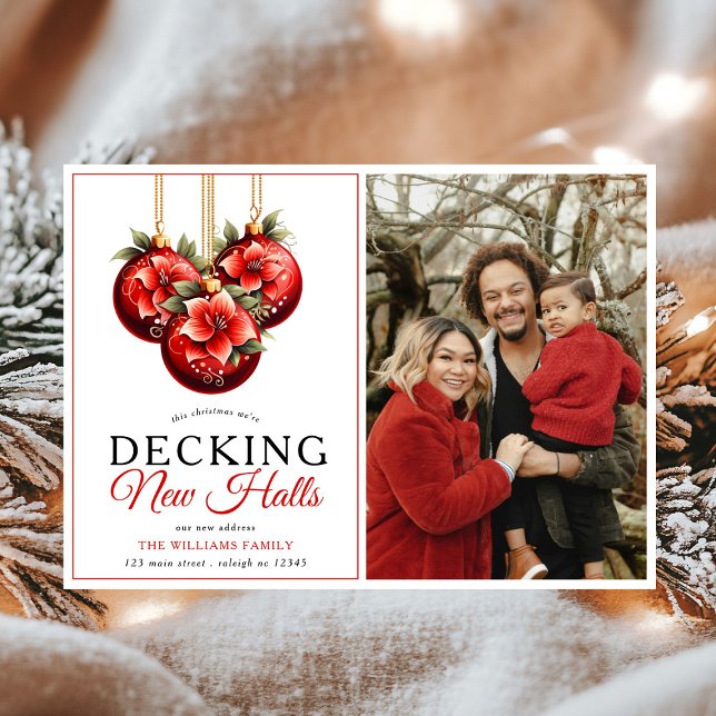 Decking New Halls Christmas Photo Holiday Moving Announcement (Creator Uploaded)
