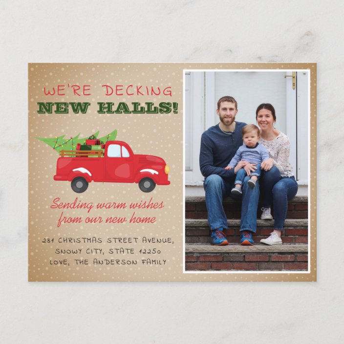 Decking New Halls New Home Announcement Holiday Moving Announcement Christmas Card We/'ve Moved Card Christmas Moving Announcement