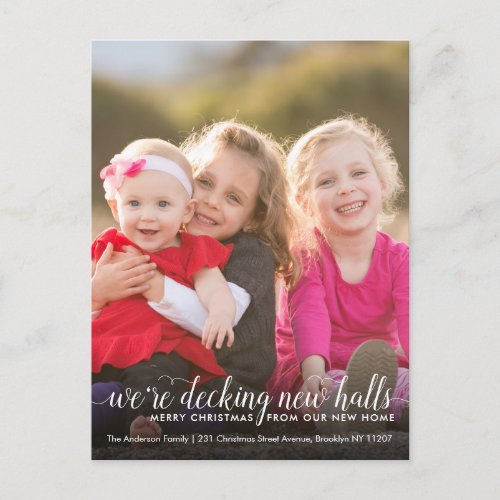 Decking New Halls Christmas Photo Holiday Moving Announcement Postcard