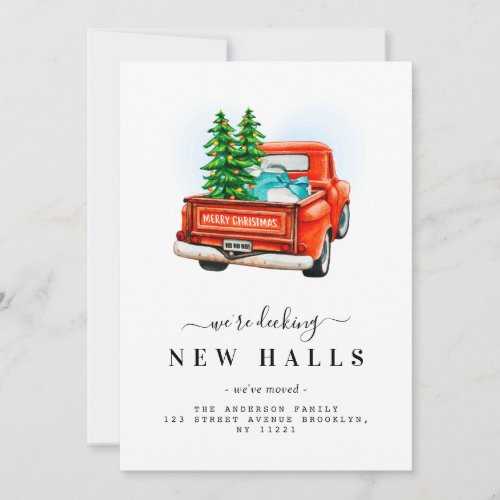 DECKING NEW HALLS   christmas truck moving Holiday Card