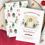 Decking New Halls Holiday Merry Christmas Moving<br><div class="desc">This cute Christmas Moving Announcement features a watercolor front door,  adorable snowmen,  and red typography & script. Personalize with your name and new address.</div>