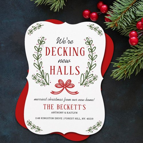 Decking New Halls  Modern Wreath Moving Holiday Card