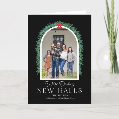 Decking New Halls Moving Announcement Holiday Card