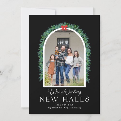 Decking New Halls Moving Announcement Holiday Card