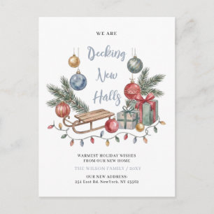 Decking New Halls New Address Moving Holiday Postcard