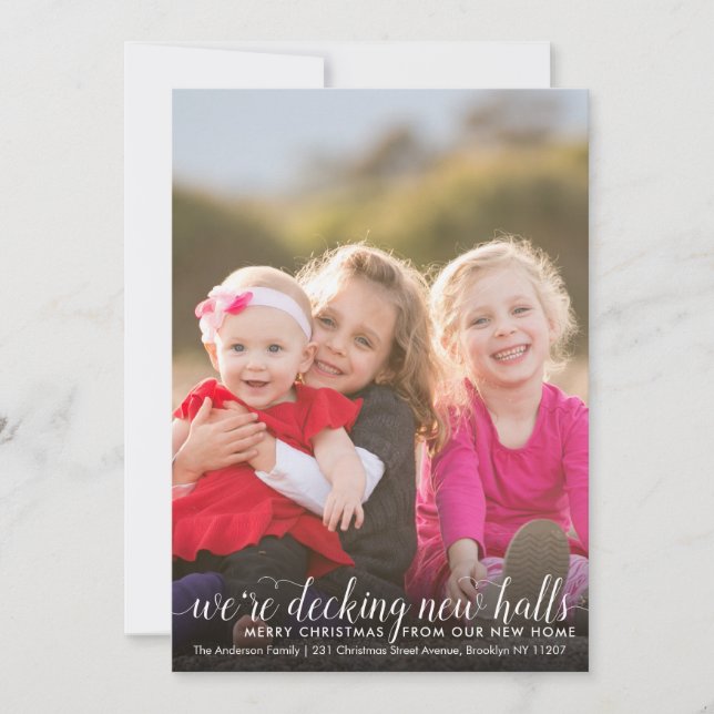 Decking New Halls Photo Festive Christmas Moving Announcement (Front)