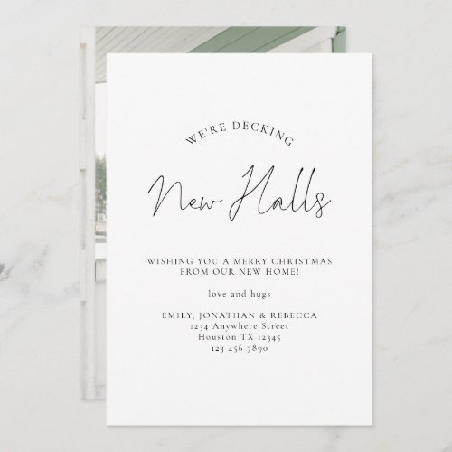 Decking New Halls Script Address Christmas Holiday Card