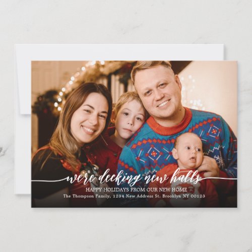Decking New Halls Script Photo Christmas Moving Announcement
