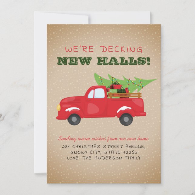 Decking New Halls Truck Christmas Holiday Moving Announcement (Front)