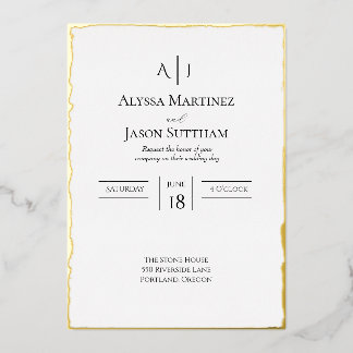 Deckle Edge Foil Wedding Invitation