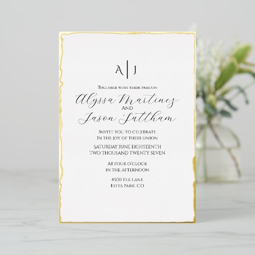 Deckle Edge Foil Wedding Invitation