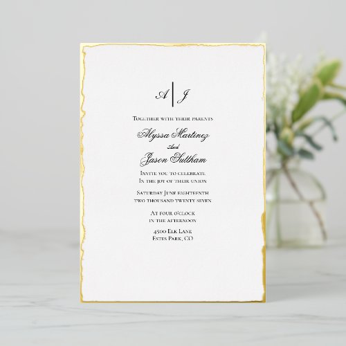Deckle Edge Foil Wedding Invitation
