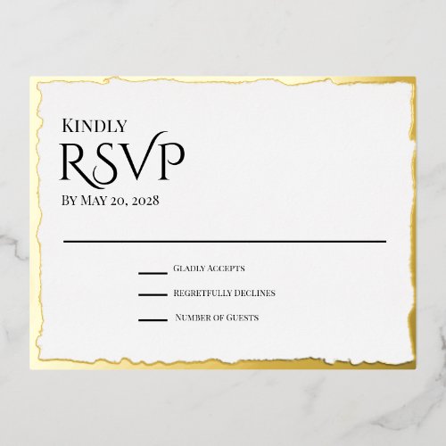 Deckle Edge Gold Foil RSVP Card
