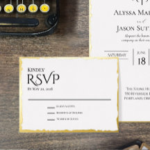 Deckle Edge Gold Foil RSVP Card