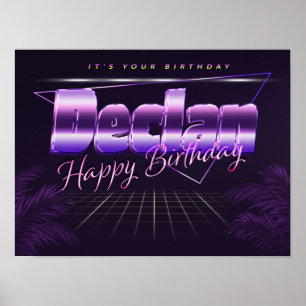 Declan Name First Name pura retro poster Birthday
