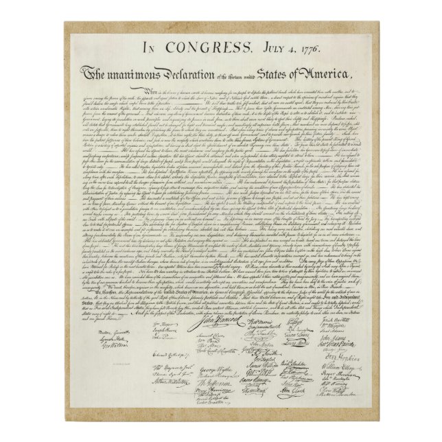 Declaration of Independence 16 x 20 Faux Canvas (Front)