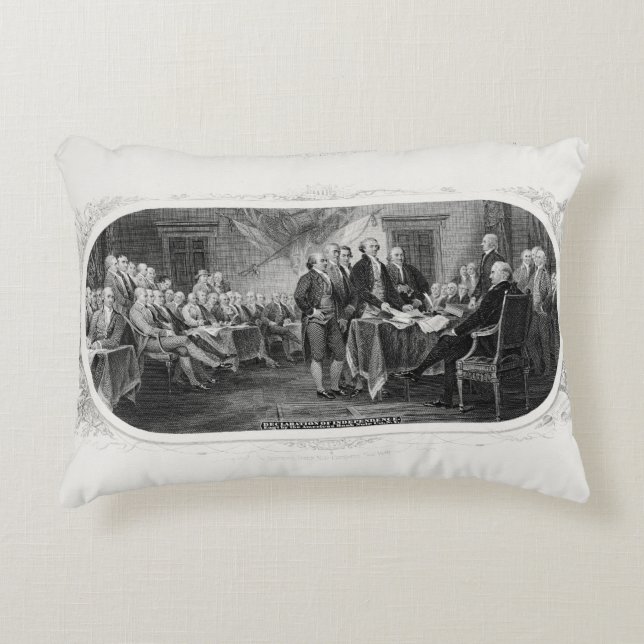 Declaration of Independence: $2 Bill, Etching Accent Pillow (Front)