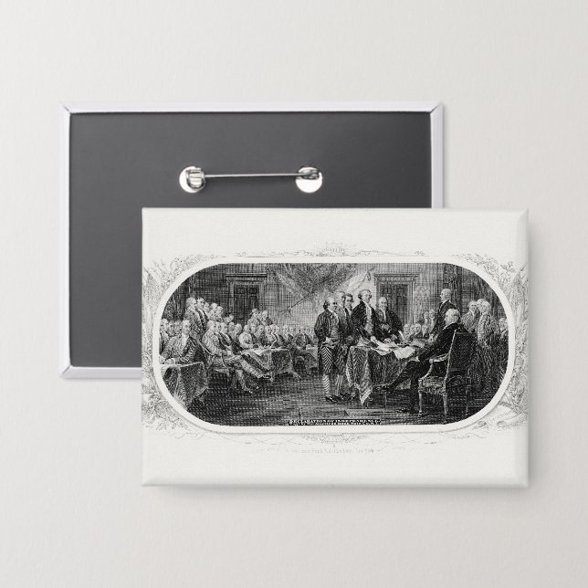 Declaration of Independence: $2 Bill, Etching Button (Front/Back)