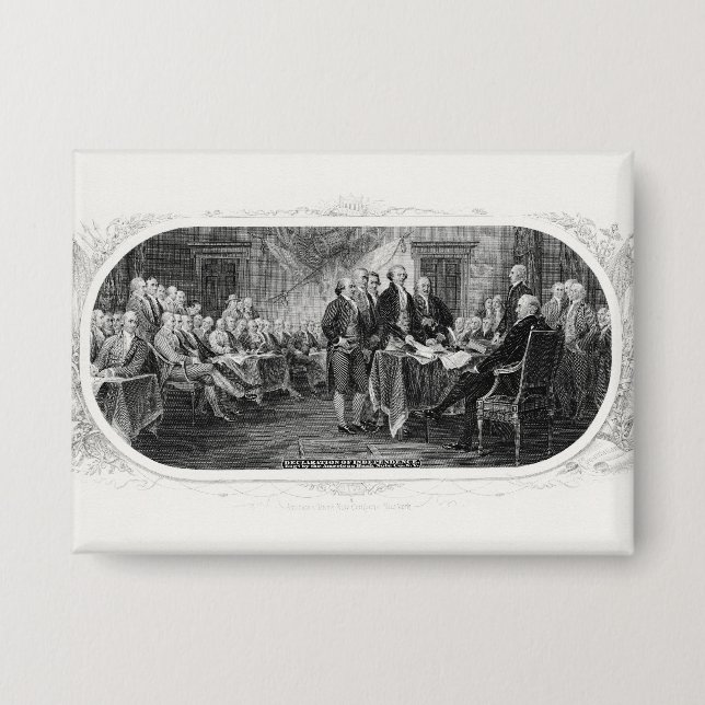 Declaration of Independence: $2 Bill, Etching Button (Front)