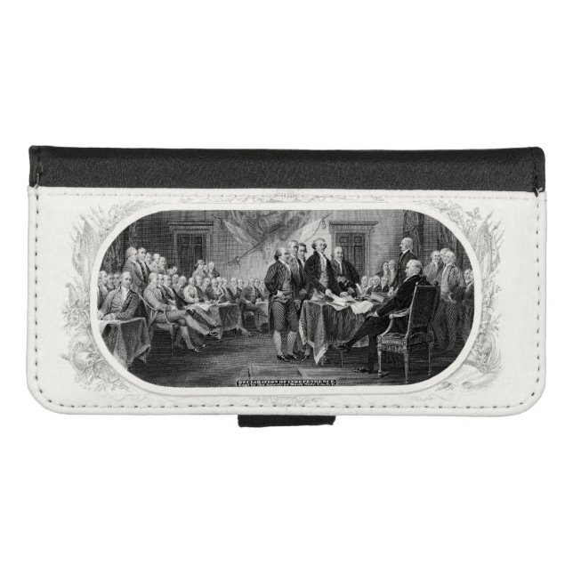 Declaration of Independence: $2 Bill, Etching iPhone Wallet Case (Front (Horizontal))