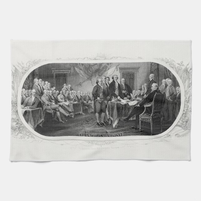 Declaration of Independence: $2 Bill, Etching Kitchen Towel (Horizontal)
