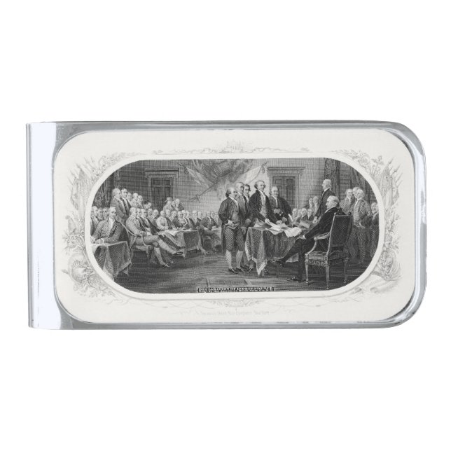Declaration of Independence: $2 Bill, Etching Silver Finish Money Clip (Front)