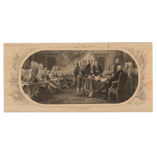 Declaration of Independence: $2 Bill, Etching Wood Flash Drive (Front)