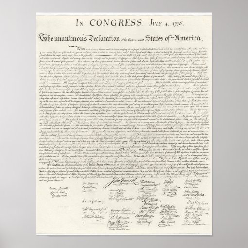 Declaration of Independence America July 4th Poster | Zazzle