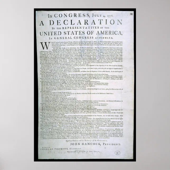 Declaration of Independence by Dunlap Poster | Zazzle
