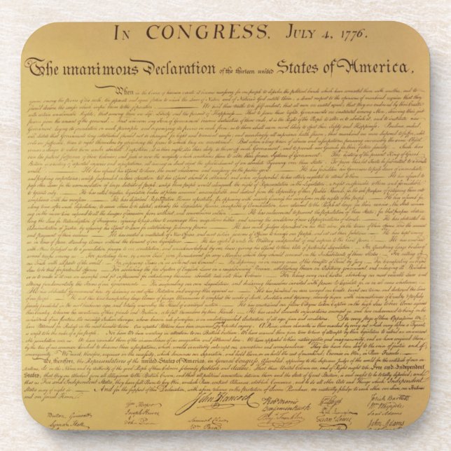 Declaration of Independence Drink Coaster (Front)