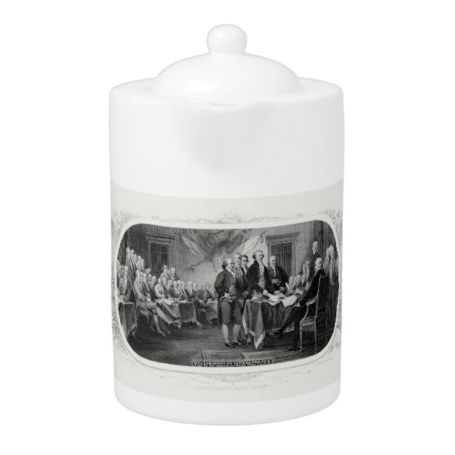 Declaration of Independence Engraving Money Teapot (Front)