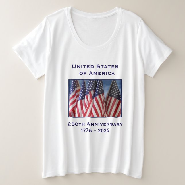 Declaration of Independence on Back July 4th 1776 Plus Size T-Shirt (Design Front)